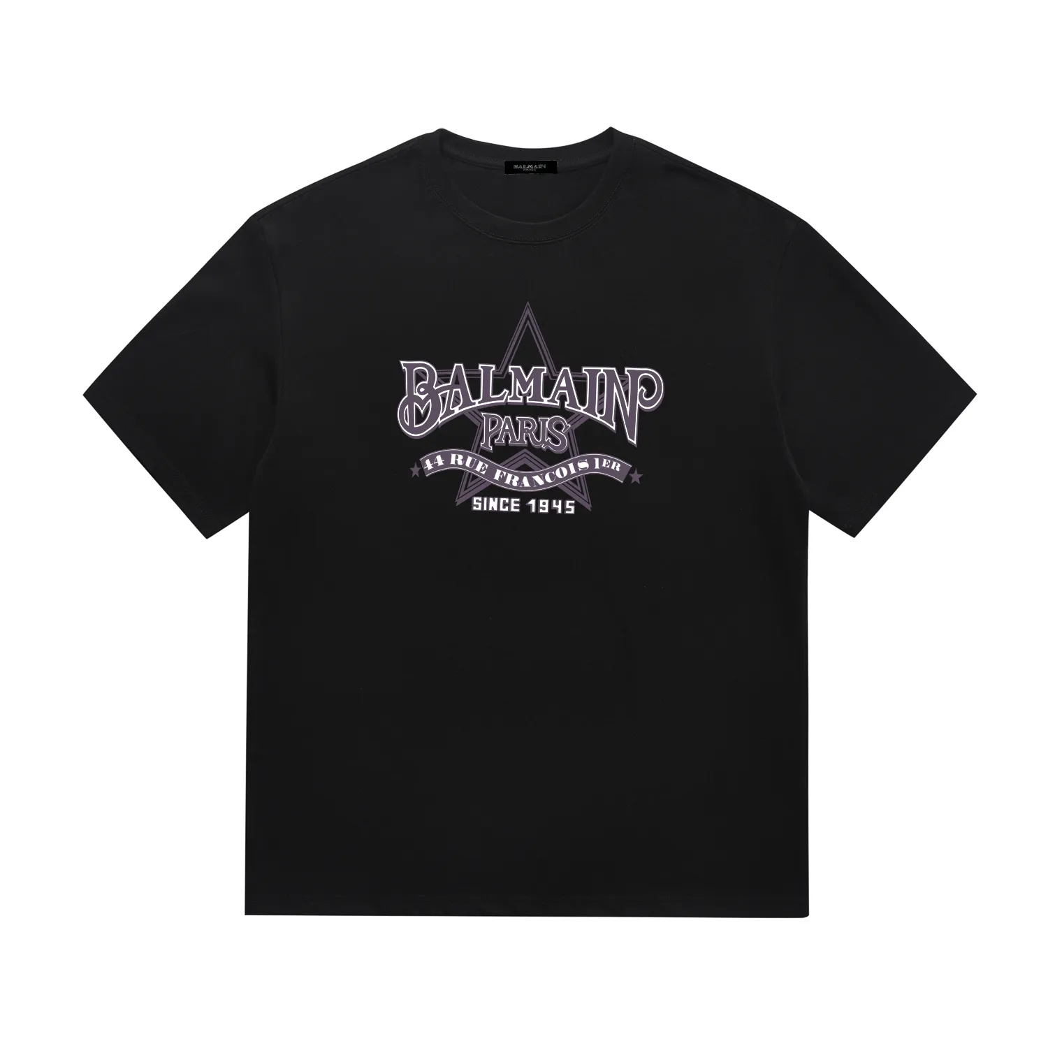 "High Quality" BALMAIN Official Same Style Short-sleeved T-shirt 2024 Spring and Summer New Arrival Heavy Industry Printing Original Imported Customized Gram Double Yarn Pure Cotton High-density Threaded Same Style Fabric Loose Fit Super Versatile Very Suitable for Men and Women A Must-Have Color: Black White Sizes: S M L XL XXL